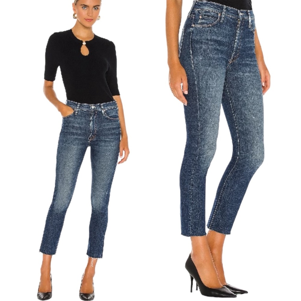 MOTHER SUPERIOR Jeans Dazzler Ankle Fray Blue Straight Leg Size 25